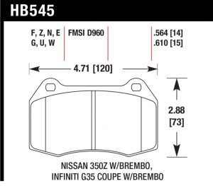 Infiniti G35 Brake Pads - Front - Hawk Performance - ER-1 - `04-`09 Infiniti G35 Brake Pads - Front - Hawk Performance - ER-1 - `04-`09